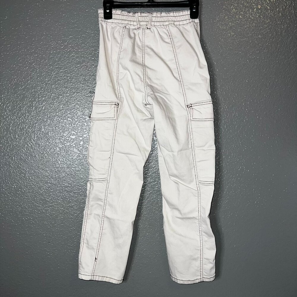 Blue Savvy White Cargo Pants Juniors 1 Utility Pocket Stretch
